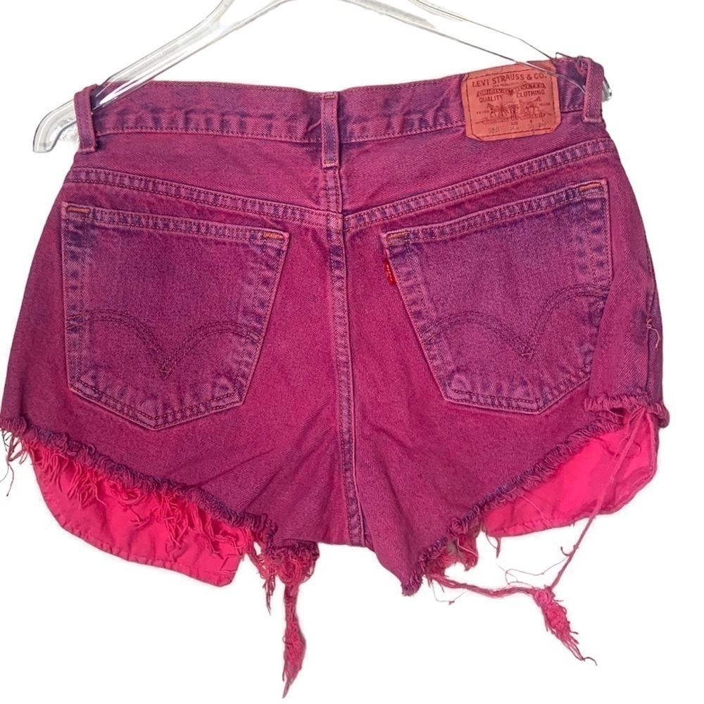 Levi's Urban Renewal Cut off Shorts Denim Dyed Sz 33 Pink Recycled